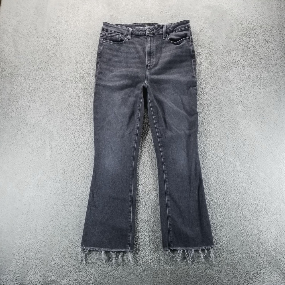 Paige Jeans Womens 32 Gray Claudine High Rise Flare Raw Hem Stretch Charcoal